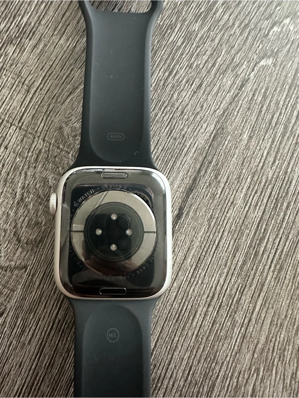Apple Watch Series 8 - Platinum W/ Black Sports Band, Charger, Screen Protector